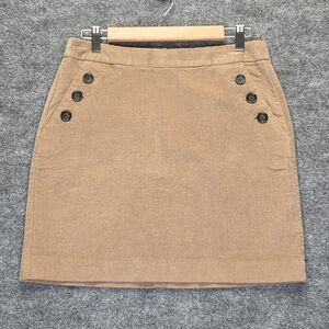 Banana Republic Skirt Womens 6 Khaki Corduroy Stretch Button Pockets Back Zip